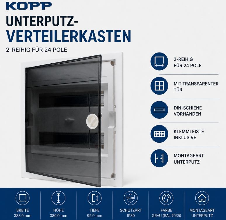 🔌 Kopp Unterputz Verteilerkasten, 2-reihig, 24 Pole für 16,79€ (statt 28€) 🔌 Kopp Unterputz Verteilerkasten, 2 reihig, 24 Pole für 16,79€ (statt 28€)