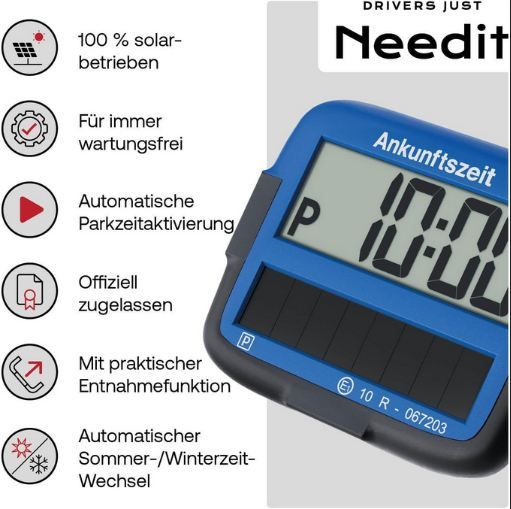 🅿️ Needit Park Micro Solar elektronische Parkscheibe mit Akku für 23,69€ (statt 33€)
