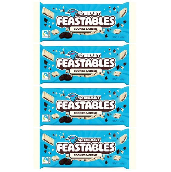 🍪 4er Pack MrBeast Feastables Cookies & Creme Schokolade für 11,95€ (statt 18€)