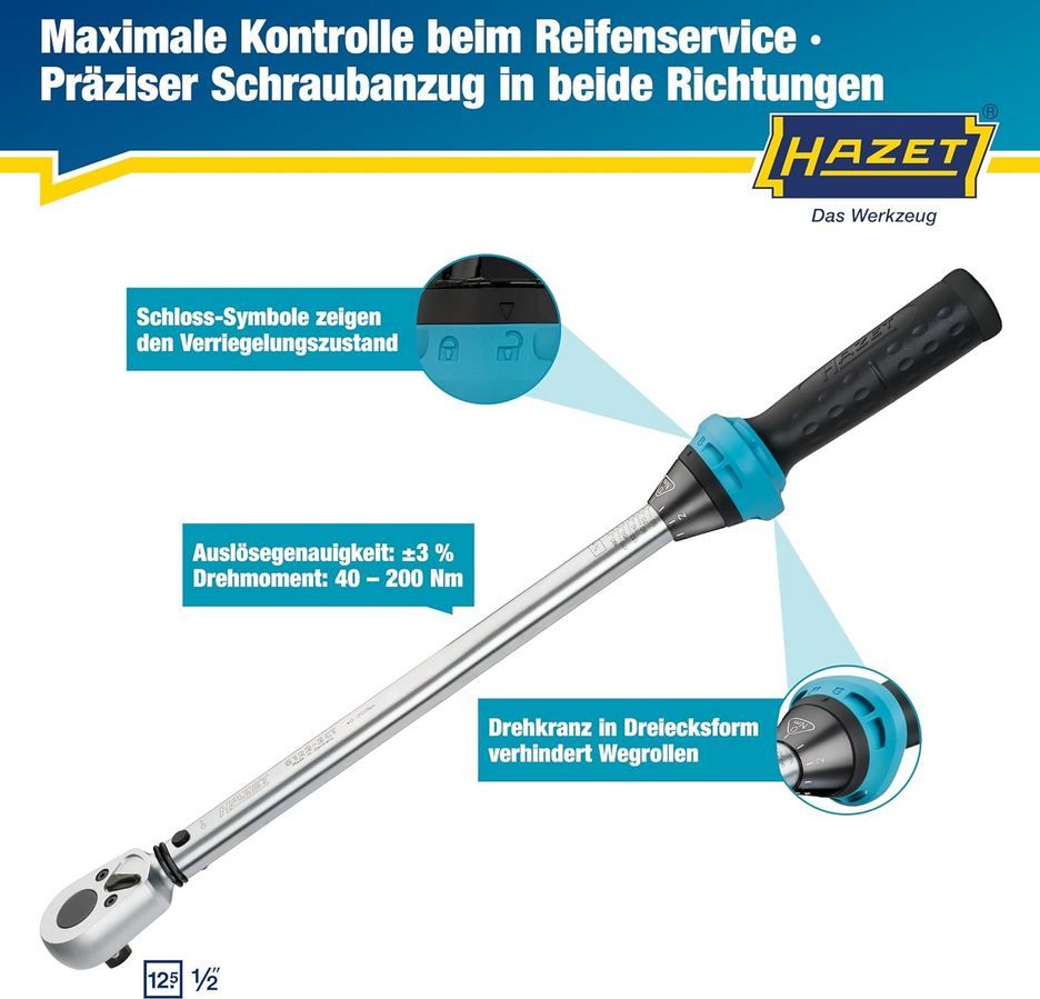 🛞 Hazet 5122 2CT Drehmomentschlüssel, 519mm für 114,74€ (statt 134€)