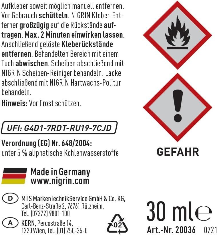 🚗 Nigrin Vignetten  & Kleber Entferner, 30ml für 5,99€ (statt 11€)