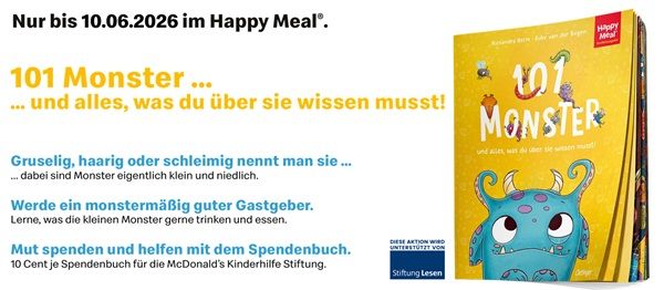 👻 Aktuelles Spendenbuch bei McDonalds: 101 Monster... und alles, was du über sie wissen mußt