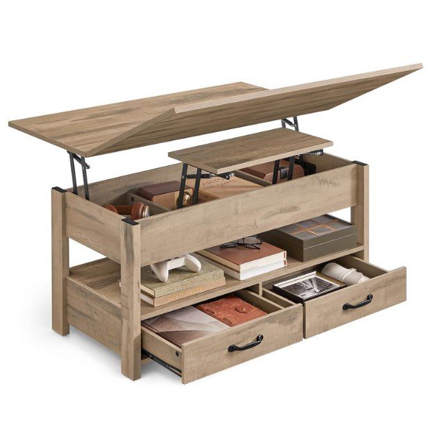 VASAGLE höhenverstellbarer Couchtisch mit Schubladen & Fächer für 84,99€ (statt 120€)