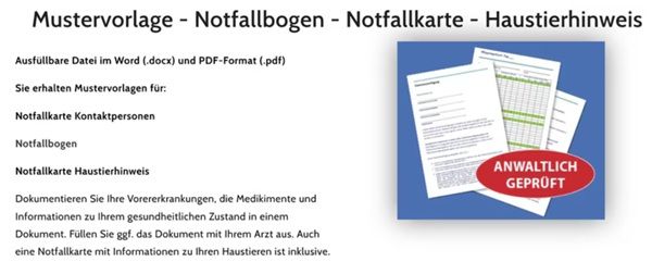 Gratis: Notfallbogen und Notfallkarte mit Haustierhinweis herunterladen Gratis: Notfallbogen und Notfallkarte mit Haustierhinweis herunterladen