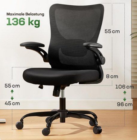 💺 Marsail ergonom. Schreibtischstuhl mit verstellbarer Lendenwirbelstütze für 59,99€ (statt 120€)