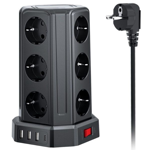 🔌 12 Fach Steckdosenleiste mit 5m Kabel, 3x USB & USB C für 28,79€ (statt 36€)