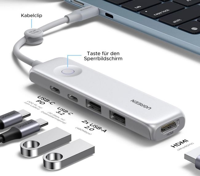 ⚙️ UGREEN Revodok Pro USB C Hub 10Gbps PD 100W für 15,99€ (statt 20€)