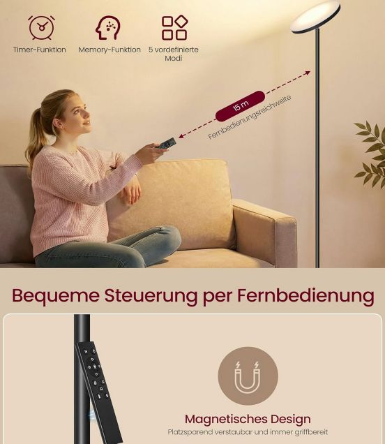 💡 VASAGLE 30W LED Stehlampe mit drehbarem Lampenkopf für 33,99€ (statt 40€)
