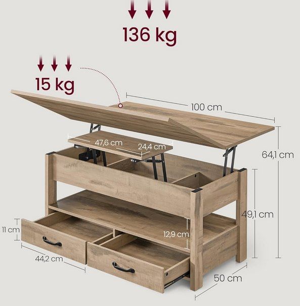 VASAGLE höhenverstellbarer Couchtisch mit Schubladen & Fächer für 84,99€ (statt 120€) VASAGLE höhenverstellbarer Couchtisch mit Schubladen & Fächer für 84,99€ (statt 120€)
