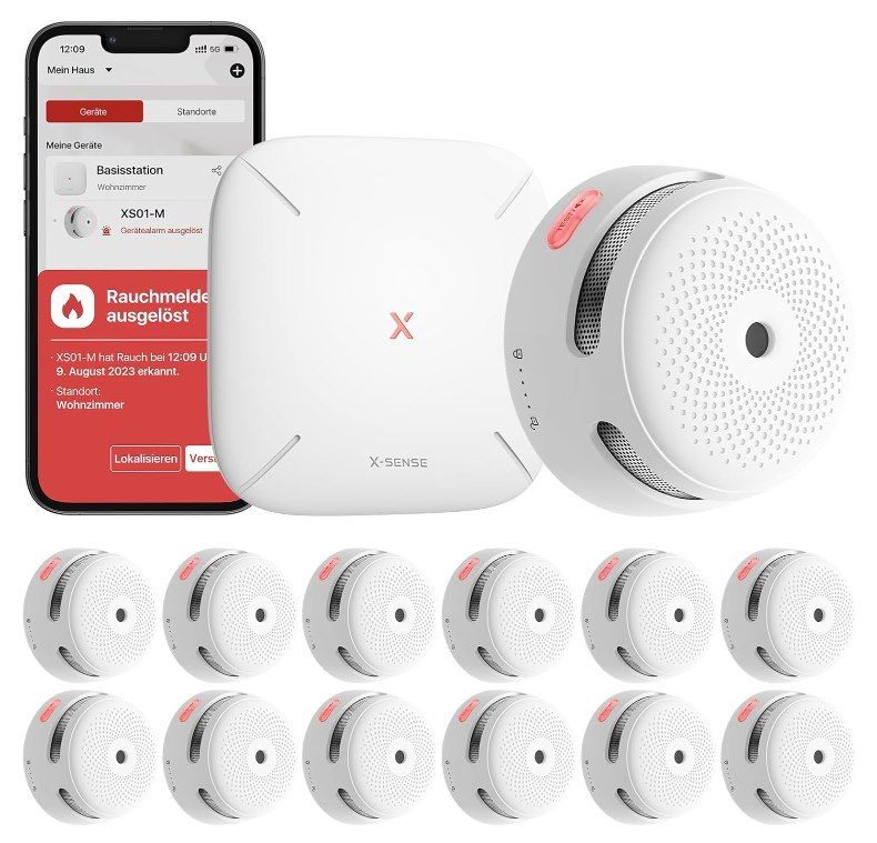 🔥 12er X-Sense Smart Rauchmelder mit Basisstation & TÜV-Zertifikat für 172,87€ (statt 225€)