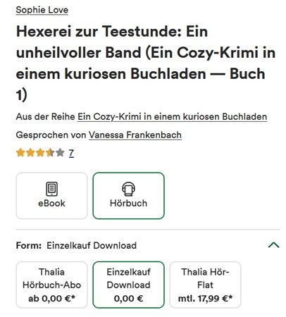 Thalia Hörbuch gratis downloaden: Hexerei zur Teestunde: Ein unheilvoller Band Thalia Hörbuch gratis downloaden: Hexerei zur Teestunde: Ein unheilvoller Band