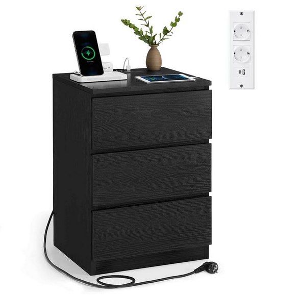 🛏️ VASAGLE Beistelltisch mit 3 Schubladen, 2 Steckdosen & USB-Ports für 39,99€ (statt 54€)