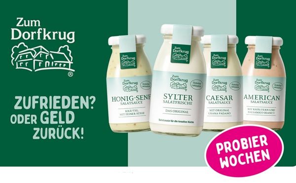 Zum Dorfkrug Saucen ausprobieren   bei Unzufriedenheit Geld zurück