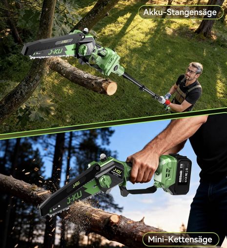 🪵 J KU 2 in 1 Akku Teleskop Ast  & Kettensäge mit 2x 4Ah Akku für 69€ (statt 115€)