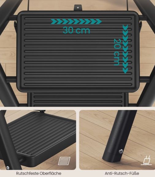 🪜 SONGMICS Trittleiter klappbar 3 Stufen & 150 kg für 24,99€ (statt 30€)