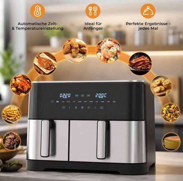 🍗 WELLENT 11L Airfryer mit 2 Kammern (4+7L) für 69,99€ (statt 130€) 🍗 WELLENT 11L Airfryer mit 2 Kammern (4+7L) für 69,99€ (statt 130€)