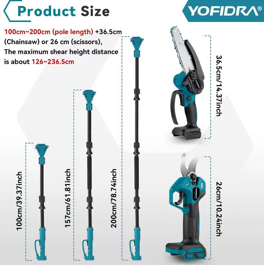 🪵 YOFIDRA Bürstenlose Teleskop Elektrokettensäge & Astschere für 80,47€ (statt 94€)