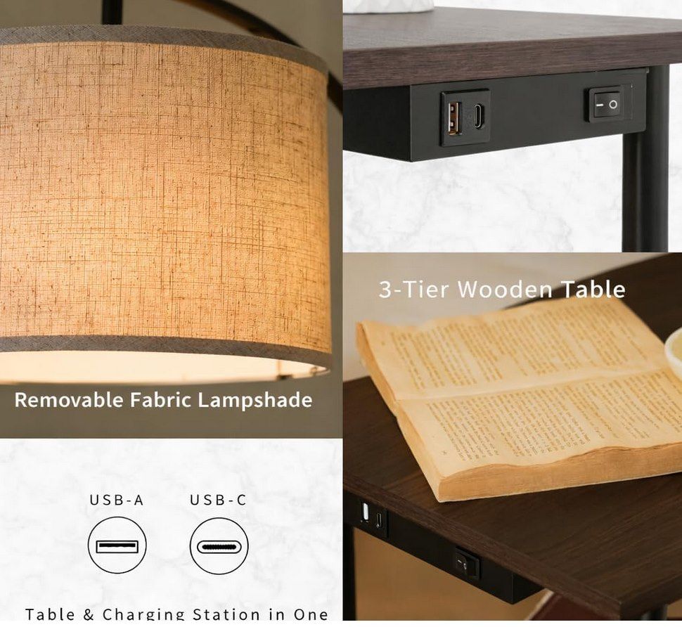 💡 LuminexDesigns Vintage Stehlampe mit Regal mit USB Ports für 45,59€ (statt 60€)