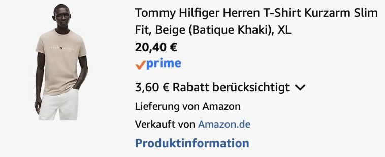 👕 Tommy Hilfiger Herren Logo Embroidery Slim T Shirt ab 20,40€ (statt 32€)