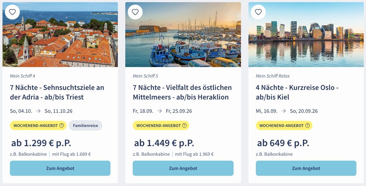 🚢 TUI Cruises Mein Schiff Wochenendangebote 🏝️ z.B. Kurzreise Oslo ab 649€ p.P. 🚢 TUI Cruises Mein Schiff Wochenendangebote 🏝️ z.B. Kurzreise Oslo ab 649€ p.P.