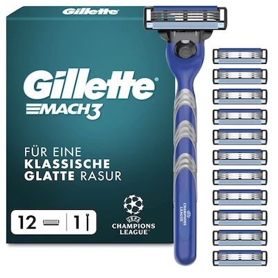 ⚽️ Gillette Mach3 Standard Herren Rasierer UEFA CL Special Edition für 25,49€ (statt 30€)