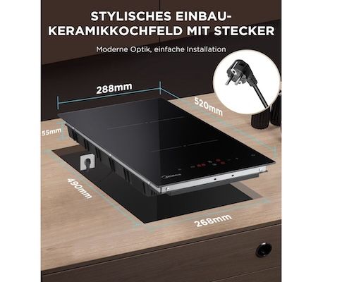 Midea Glaskeramikkochfeld mit 2 Kochzonen für 67,99€ (statt 80€)
