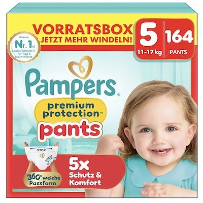 👼🏻 164x Pampers Premium Protection Pants in Größe 5 (11-17 kg) für 48,43€ (statt 70€)