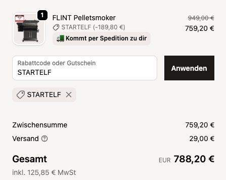 🍖 Burnhard Flint Pelletsmoker mit Temperatursteuerung 🌋 für 788,20€ (statt 999€)