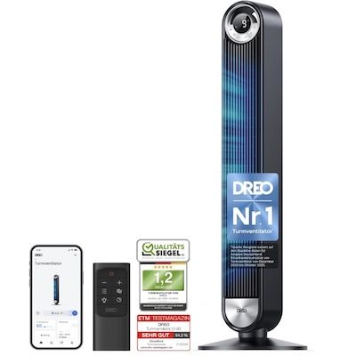 🌬️ DREO 25 dB Leiser Smart Turmventilator für 101,99€ (statt 127€)
