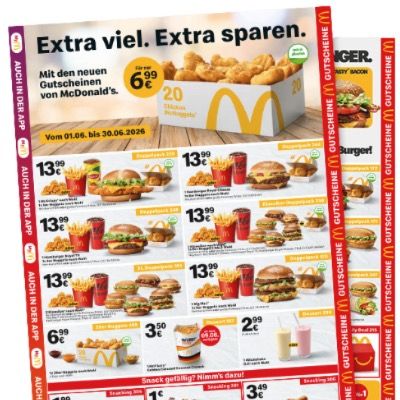 Mc Donalds Gutscheine Juni 2026 auch als PDF zum Ausdrucken