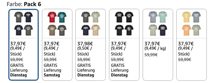 👕 4er Pack Jack & Jones JJLINO T-Shirts 🧨 diverse Packs für 37,97€ (statt 65€) ➡️ nur 9,49€ pro Shirt 👕 4er Pack Jack & Jones JJLINO T Shirts 🧨 diverse Packs für 37,97€ (statt 65€) ➡️ nur 9,49€ pro Shirt