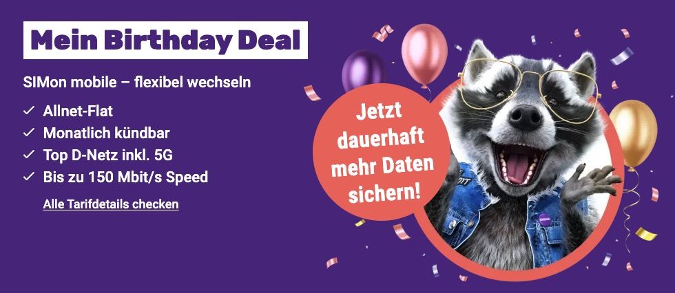 🔥 SIMon mobile: Vodafone Allnet-Flat inkl. 100GB 5G für 11,99€ mtl. ➡️ monatlich kündbar 🔥 SIMon mobile: Vodafone Allnet Flat inkl. 100GB 5G für 11,99€ mtl. ➡️ monatlich kündbar