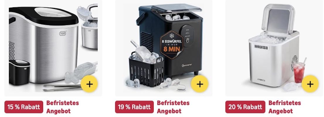 🥵🧊☺️ Amazon: Eiswürfelmaschinen Big Summer Sale z.B. Taurus Eiswürfelmaschine mit 12kg/24h für 130€ (statt 160€) 🥵🧊☺️ Amazon: Eiswürfelmaschinen Big Summer Sale z.B. Taurus Eiswürfelmaschine mit 12kg/24h für 130€ (statt 160€)