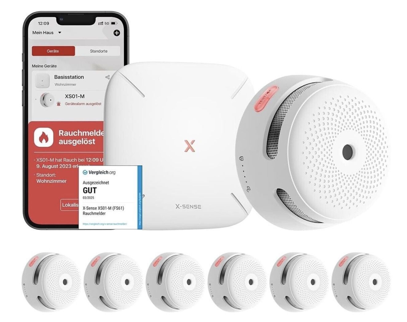🔥 6er X Sense Smart Rauchmelder mit Basisstation & TÜV Zertifikat für 111,99€ (statt 130€)