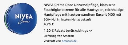 🧴 NIVEA Creme klassische Feuchtigkeitscreme für 4,75€ (statt 7€)