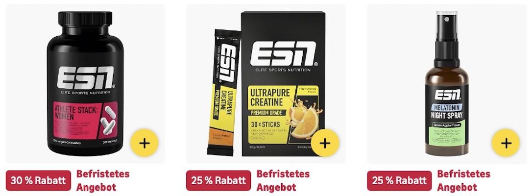 🏋️💪🏻 Amazon: ESN im Sale mit bis zu -30% z.B. 120 Multivitamin Kapseln für 14€ (statt 22€) 🏋️💪🏻 Amazon: ESN im Sale mit bis zu 30% z.B. 120 Multivitamin Kapseln für 14€ (statt 22€)