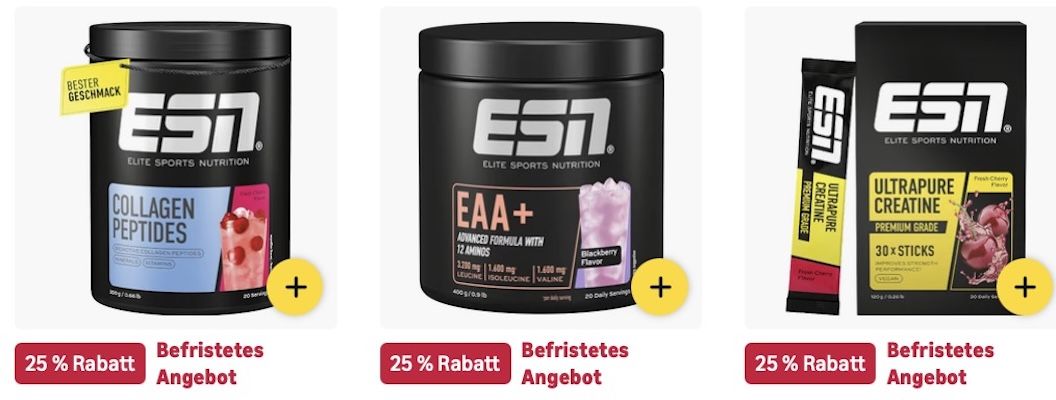 🏋️💪🏻 Amazon: ESN im Sale mit bis zu -30% z.B. 120 Multivitamin Kapseln für 14€ (statt 22€) 🏋️💪🏻 Amazon: ESN im Sale mit bis zu 30% z.B. 120 Multivitamin Kapseln für 14€ (statt 22€)