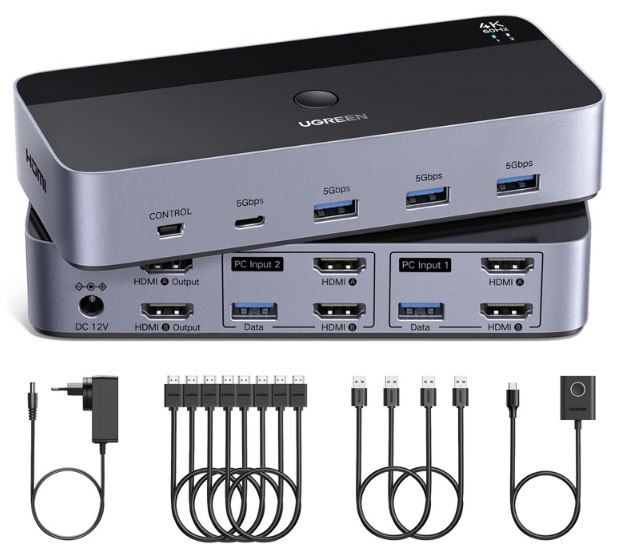 📺 UGREEN HDMI KVM Switch für 2 PC & 2 Monitore für 69€ (statt 75€)