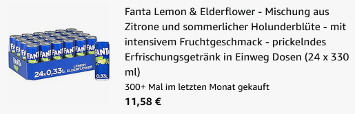 🥤 24x Fanta Lemon & Elderflower, 330ml für 11,58€ (statt 19€)   Nur 0,48€ pro Dose