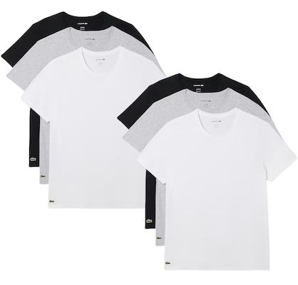 🔥 unter 10€/Shirt 👕 6x Lacoste Lounge T-Shirt mit V- oder Crew-Neck für 55,90€ (statt 95€)