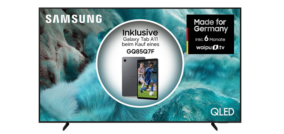 📺 SAMSUNG GQ85Q7F QLED UHD TV 85 Zoll ab 949€ (statt 1.307€) inkl. Gratis Tablet A11 📺 SAMSUNG GQ85Q7F QLED UHD TV 85 Zoll ab 949€ (statt 1.307€) inkl. Gratis Tablet A11