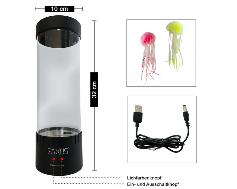 🌈🪼 Eaxus LED Quallen USB Stimmungsleuchte 31cm für 19,99€ (statt 27€)