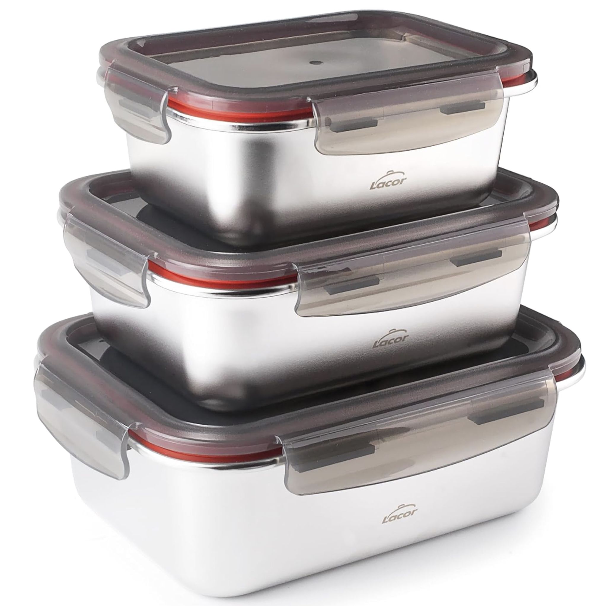 🍱 3er Set LACOR Ecoinox Edelstahl-Lebensmittelbehälter für 31,50€ (statt 38€)
