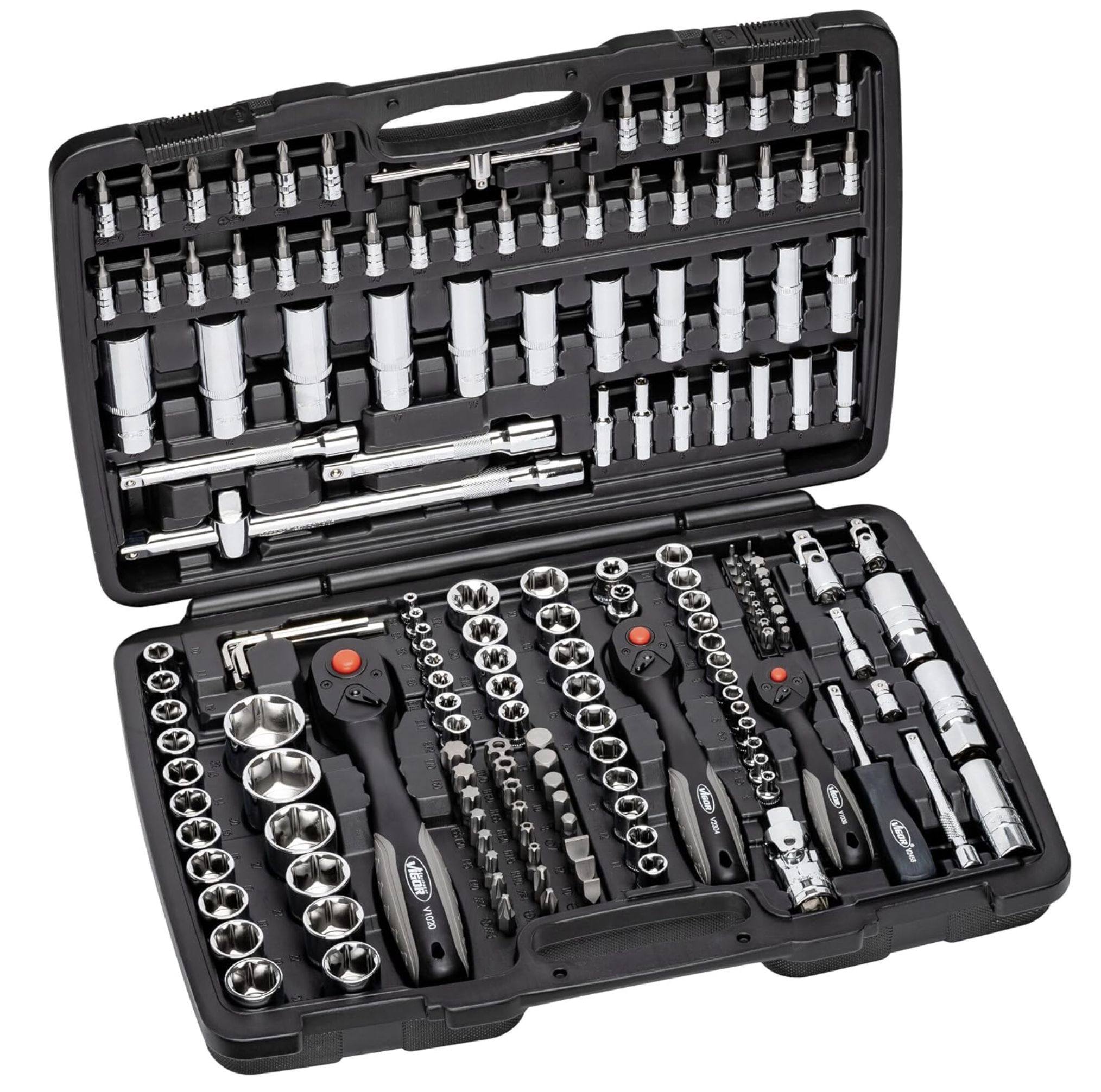 🔧 Vigor Steckschlüssel-Satz V2461 (1/4″, 3/8″, 1/2″), 172-tlg. für 58,64€ (statt 75€)