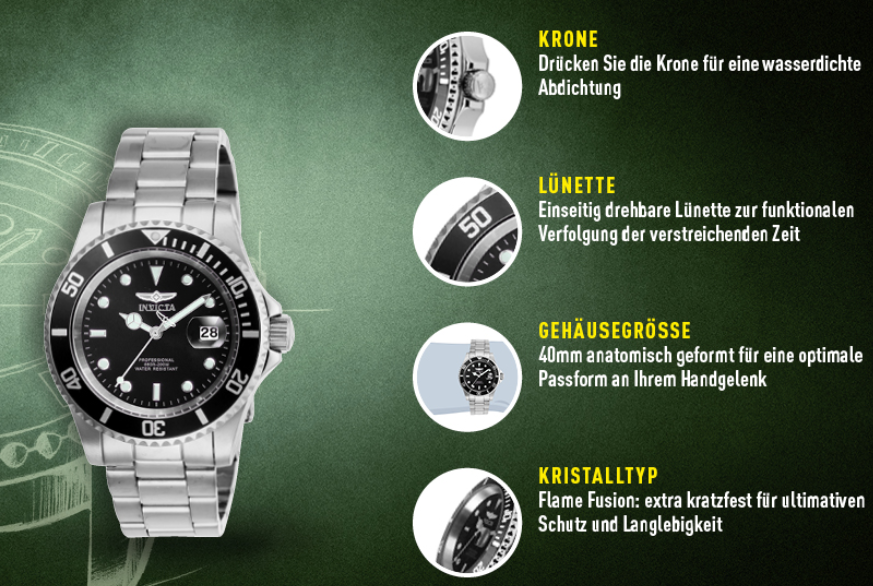 ⌚ Invicta Pro Diver 40mm Herren Quarzuhr mit Edelstahl-Gehäuse für 60,75€ (statt 89€) ⌚ Invicta Pro Diver 40mm Herren Quarzuhr mit Edelstahl Gehäuse für 60,75€ (statt 89€)