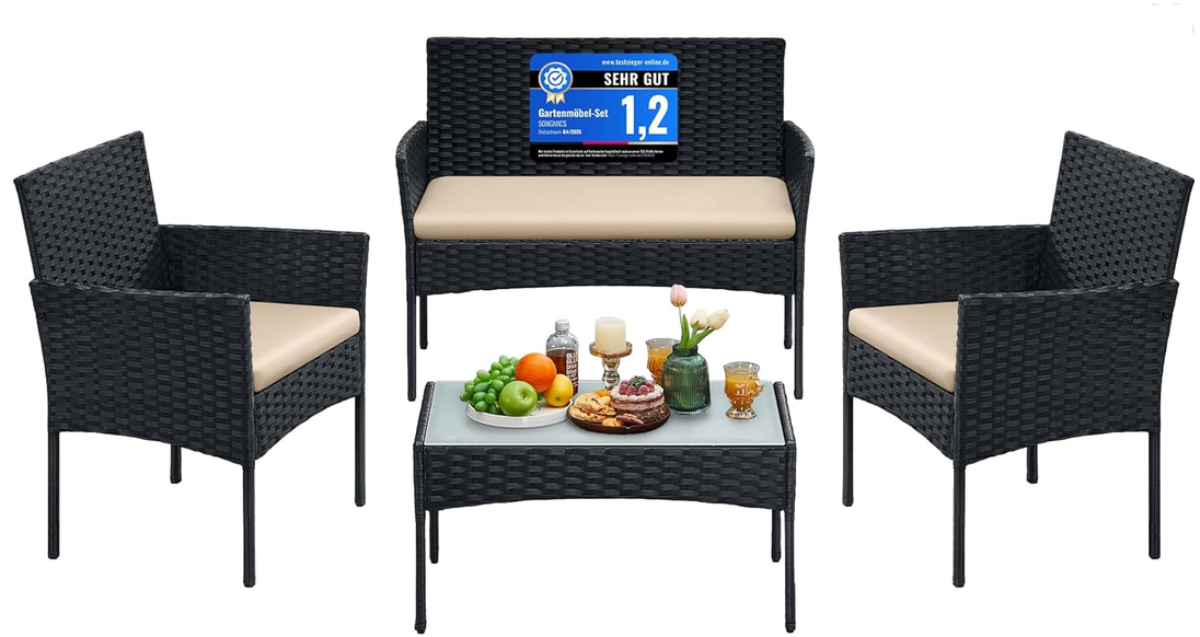 🪑🌞 SONGMICS GGF004 Balkon  u. Lounge Set Tisch Stühle Sofa für nur 99,99€ (statt 140€)