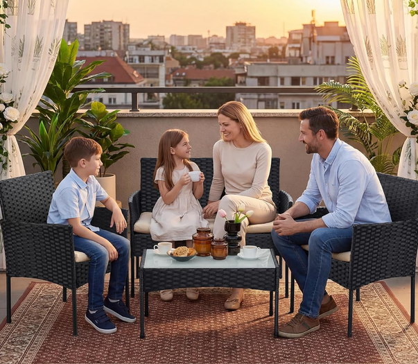 🪑🌞 SONGMICS GGF004 Balkon  u. Lounge Set Tisch Stühle Sofa für nur 99,99€ (statt 140€)