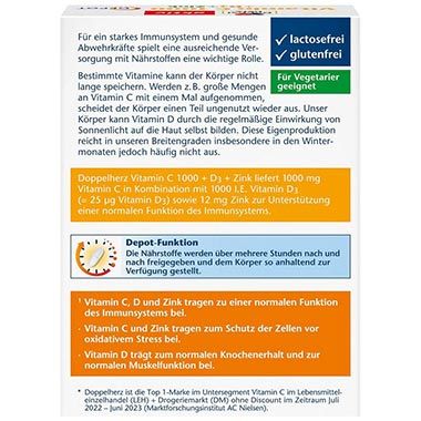💊 30er Pack Doppelherz Vitamin C 1000 + D3 + Zink Tabletten ab 3,41€ (statt 5€)