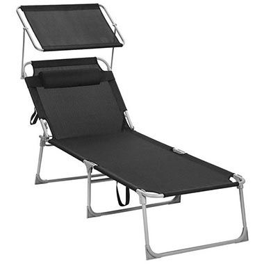 🌞 Songmics Gartenliege mit Blende, zusammenklappbar für 47,99€ (statt 68€)