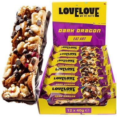 🍫 12er Pack LOVELOVE Dark Dragon Nussriegel für 11,95€ (statt 25€)